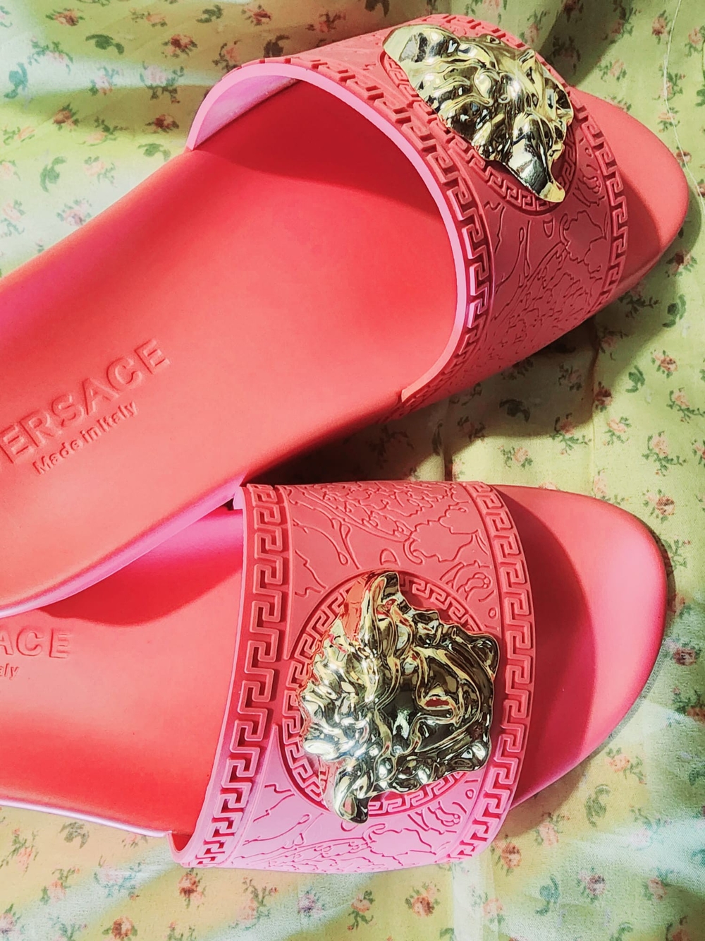 Versace Pink Medusa Slide Sandals